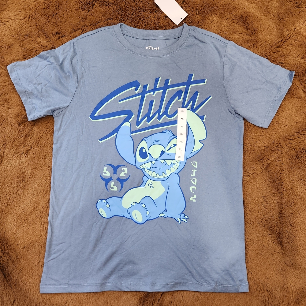 🆕️ Disney Stitch, Kids XL Light Blue T-Shirt